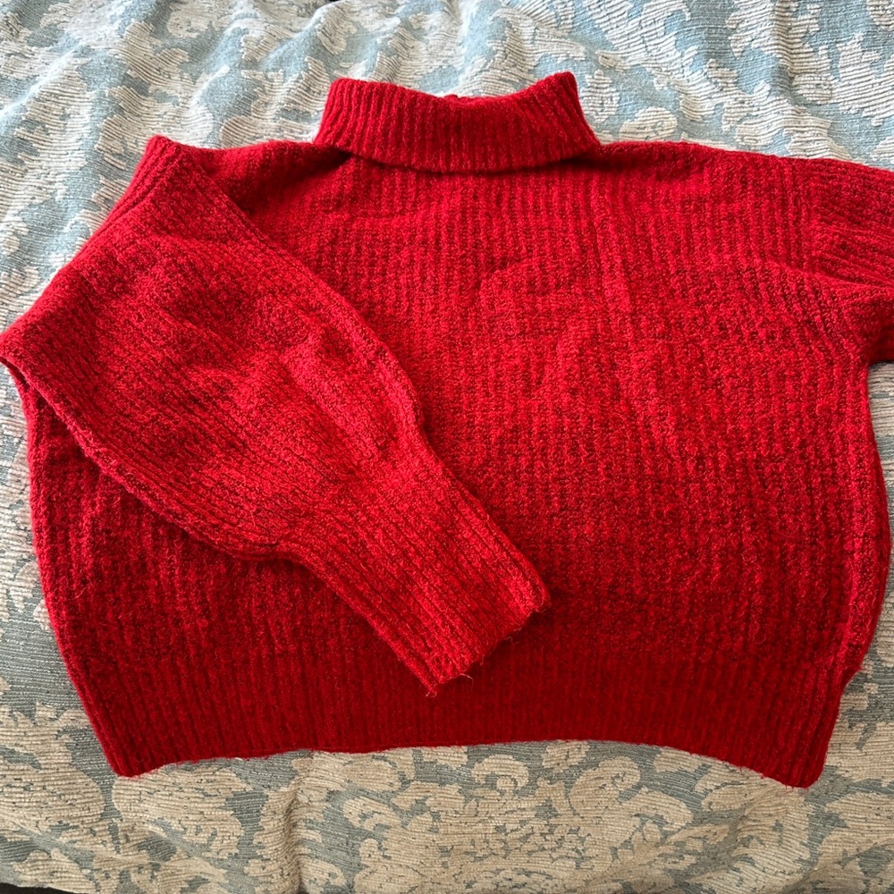 SOLD Express Vibrant Cherry Red Oversized Turtleneck Sweater